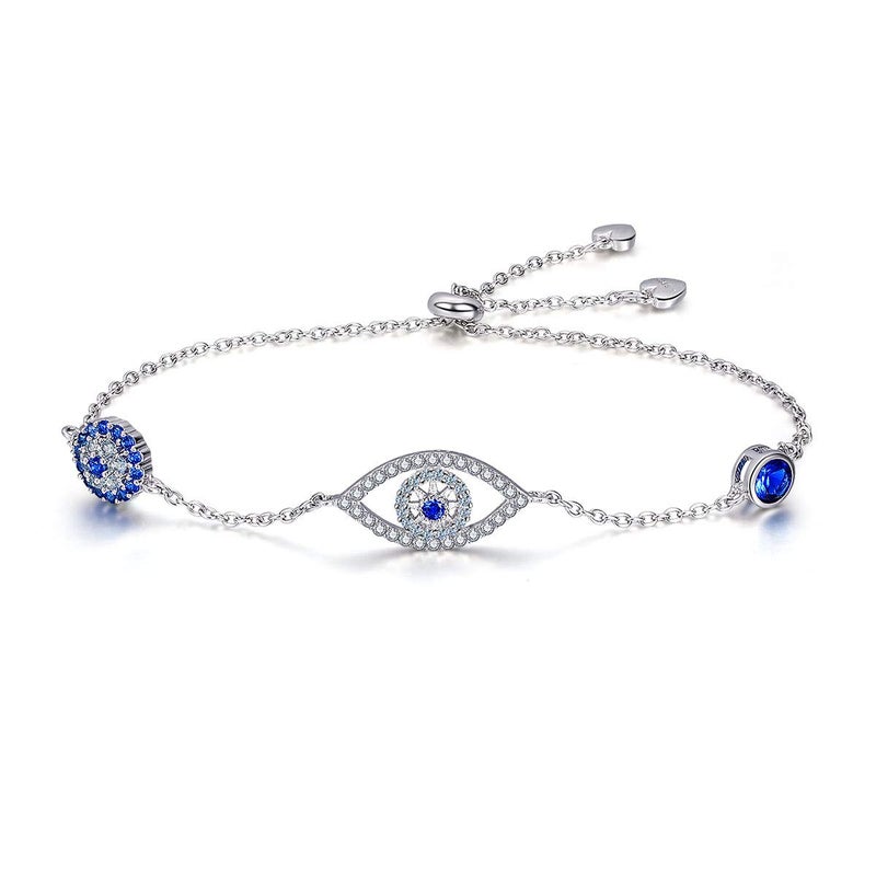 WOSTU 925 Sterling Silver Evil Eye Bracelet Women's Fashion Boho Mexican luck Bracelets Gifts for Her - Image 1